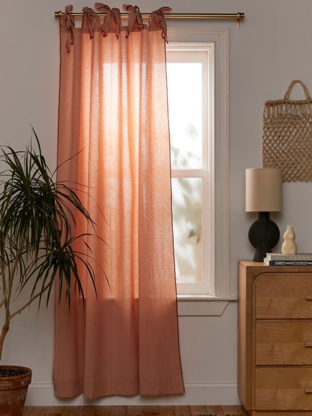 Urban Outfitters Overlock Jumbo Tie Window Panels Set of 2 – Peach 52” x 84”